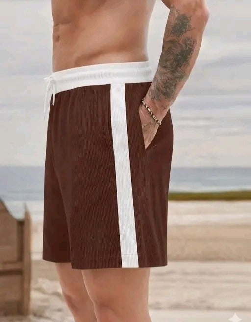 Men's Ribbed Contrast Stripe Shorts