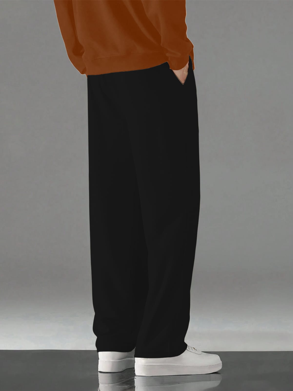 Men's Essential Black Relaxed-Fit Trousers