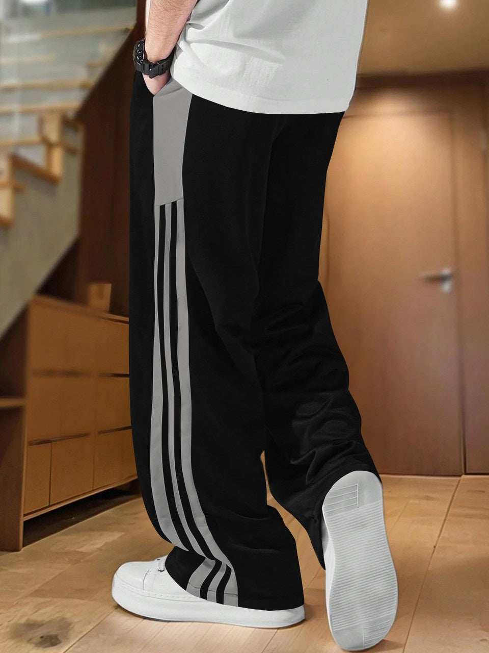Men's Oversized Striped Track Lower