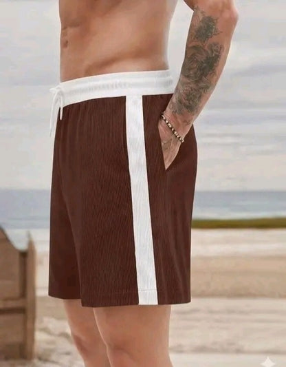 Men's Ribbed Contrast Stripe Shorts