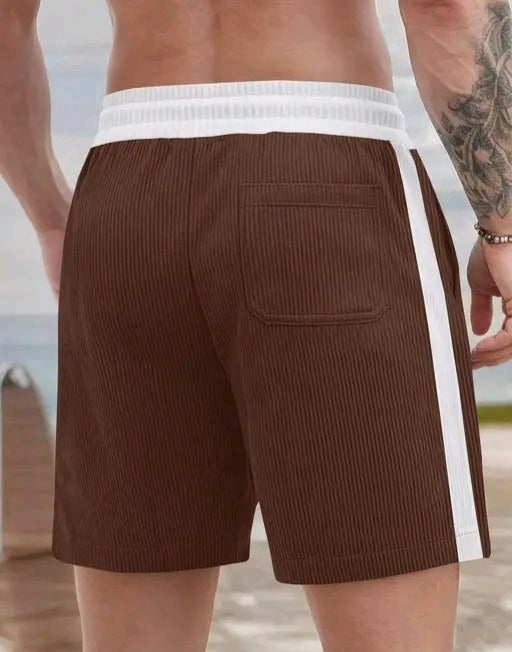 Men's Ribbed Contrast Stripe Shorts