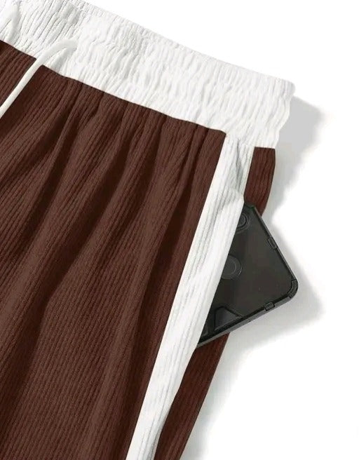 Men's Ribbed Contrast Stripe Shorts