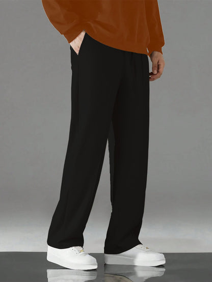 Men's Essential Black Relaxed-Fit Trousers