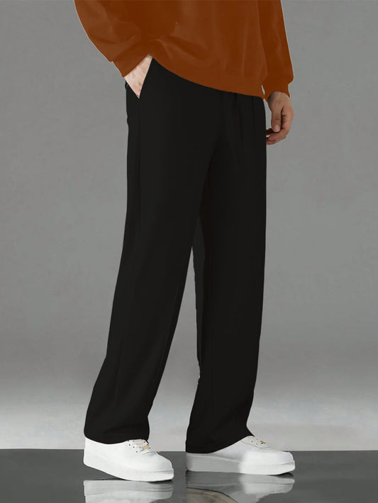 Men's Essential Black Relaxed-Fit Trousers