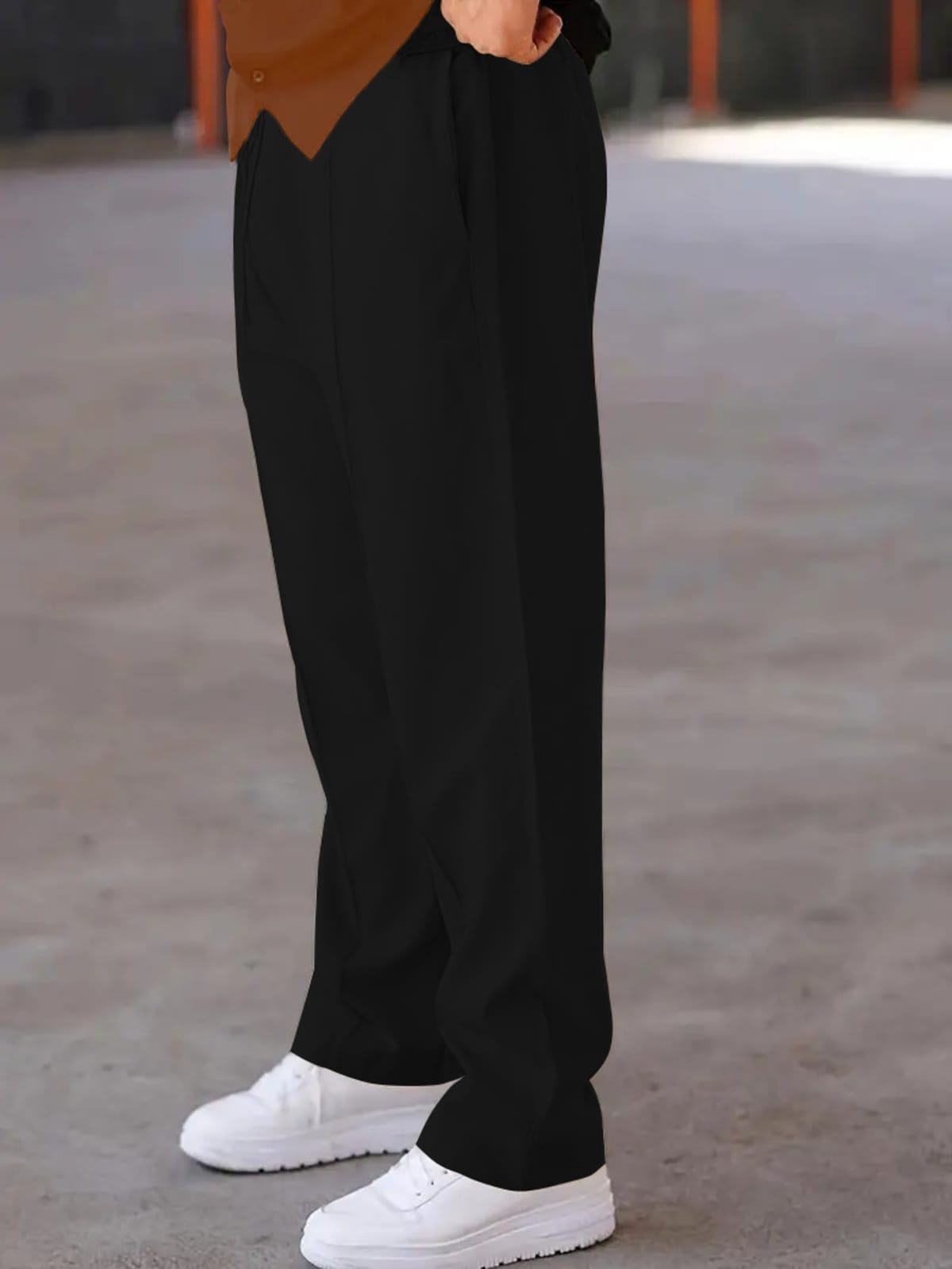 Men's Essential Black Relaxed-Fit Trousers