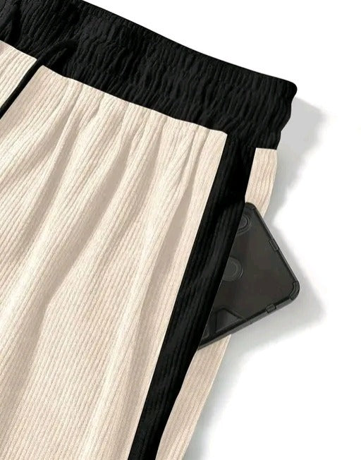 Stylish Summer Shorts for Men – Cream Colour with Contrast Black Details