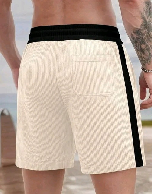 Stylish Summer Shorts for Men – Cream Colour with Contrast Black Details
